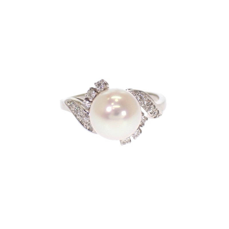 ミキモト MIKIMOTO アコヤ真珠 ダイヤモンド 9号 リング 指輪 Pt950プラチナ レディース ギフト 冠婚葬祭【中古】【Aランク】
