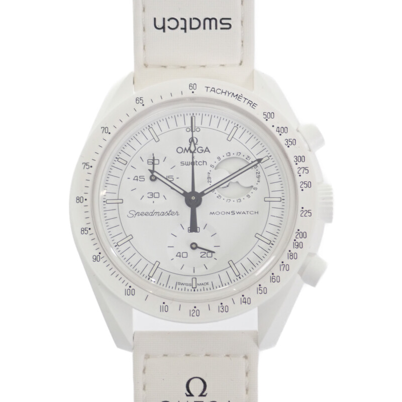 オメガ OMEGA スウォッチ SWATCH ミッショントゥザムーンフェイズ スヌーピー SO33W700 腕時計 セラミック ナイロン クオーツ ホワイト文字盤 メンズ ギフト【中古】【Aランク】 40,820円
