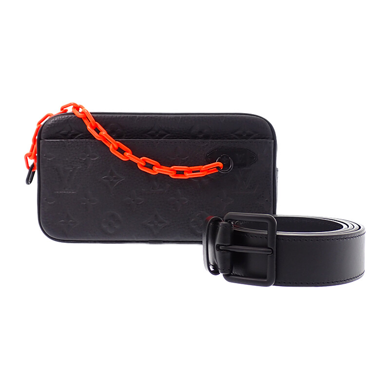 ルイヴィトン LOUIS VUITTON ポシェット ヴォルガ ルイヴィトンユニフォーム スタッフ限定 モノグラム ボディバッグ レザー トリヨン ブラック オレンジ ブラック金具 メンズ レディース【中古】【ABランク】