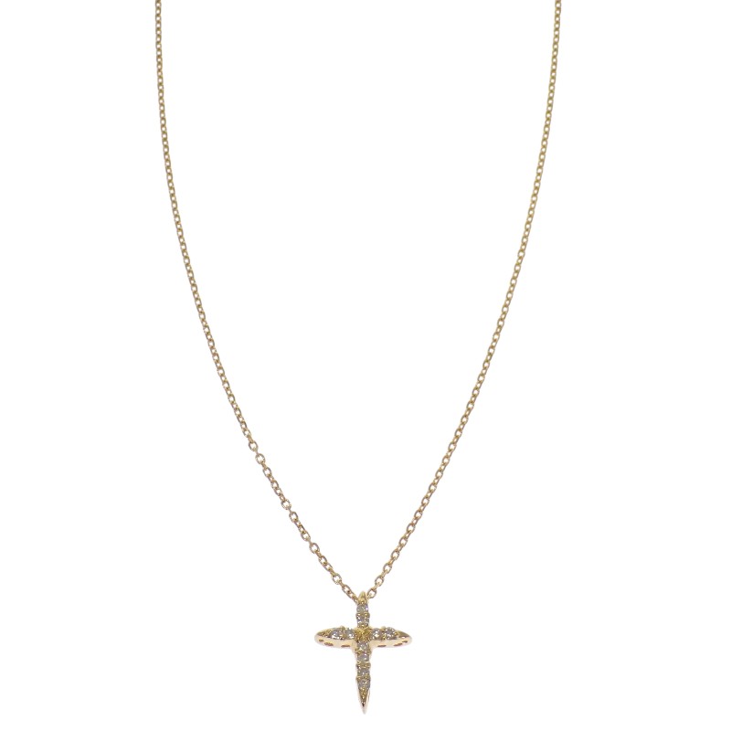 デザインジュエリー マキ クロス ネックレス K18YG 18金 イエローゴールド ダイヤモンド レディース 上品【中古】【Aランク】|ISEYA ONLINE 店