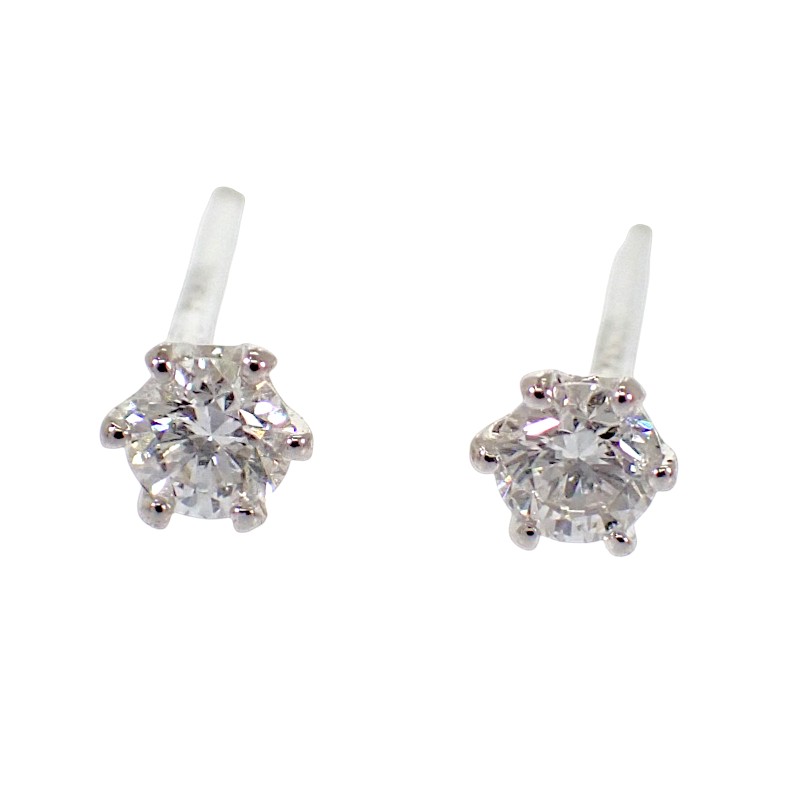 デザインジュエリー 一粒 ピアス Pt900 プラチナ ダイヤモンド レディース メンズ【中古】【Aランク】