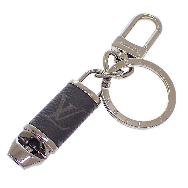 ルイヴィトン LOUIS VUITTON ポルトクレ・ホイッスル キーホルダー M64177 メタル ブラック 黒 モノグラム・エクリプス キーリング 笛 シルバー金具 メンズ レディース ユニセックス【中古】【ABランク】