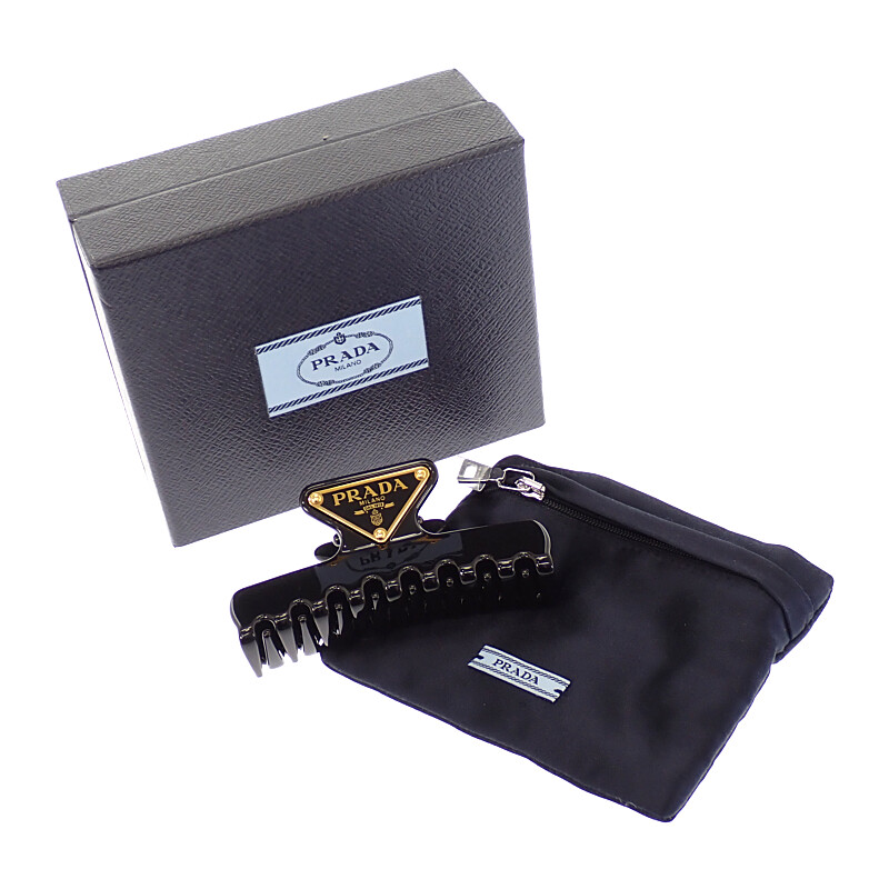 プラダ PRADA メタルクロウクリップ 1IF103_K9D_F0002 ヘアアクセサリー バレッタ ブラック 黒 レディース【中古】【ABランク】