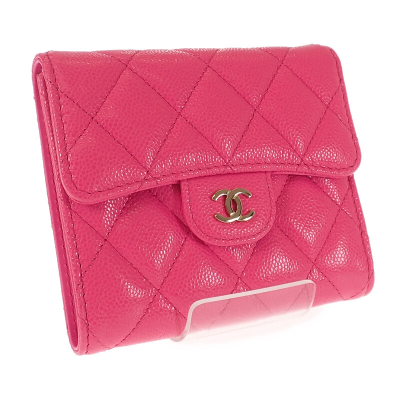 シャネル CHANEL クラシックフラップウォレット 保存箱付属 AP0231 二つ折り財布 キャビアスキン フューシャピンク レディース【中古】【Aランク】 81,840円