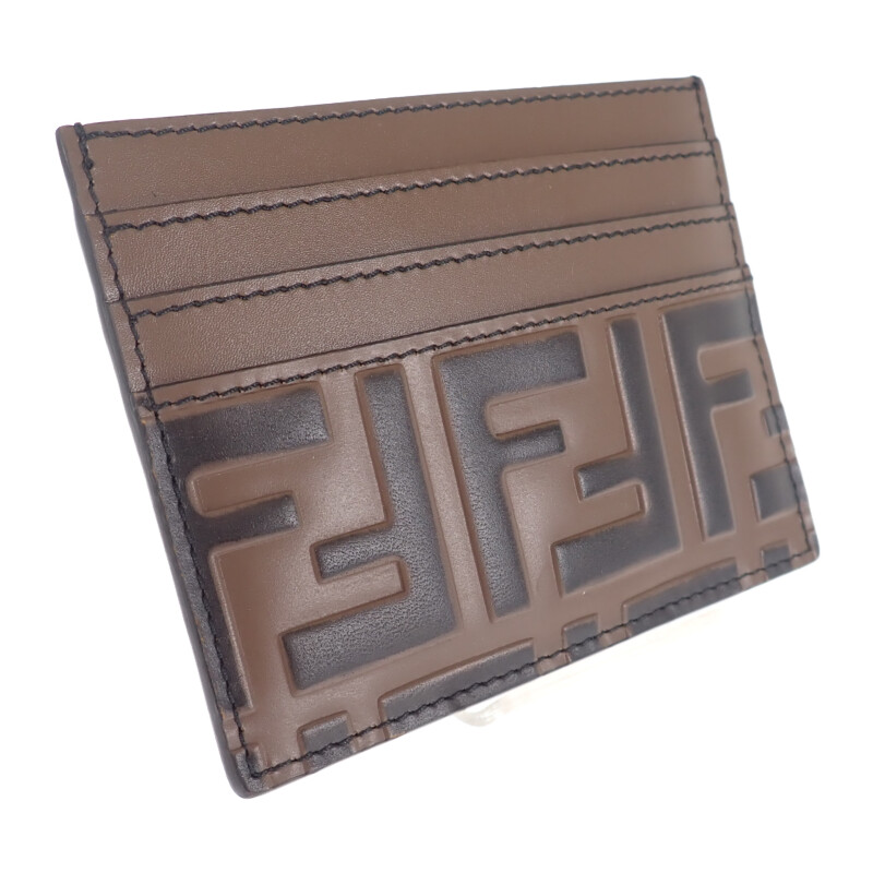 フェンディ FENDI FFロゴ ズッカ カードホルダー 7M0164 カードケース レザー ブラウン レディース メンズ 【中古】【Aランク】