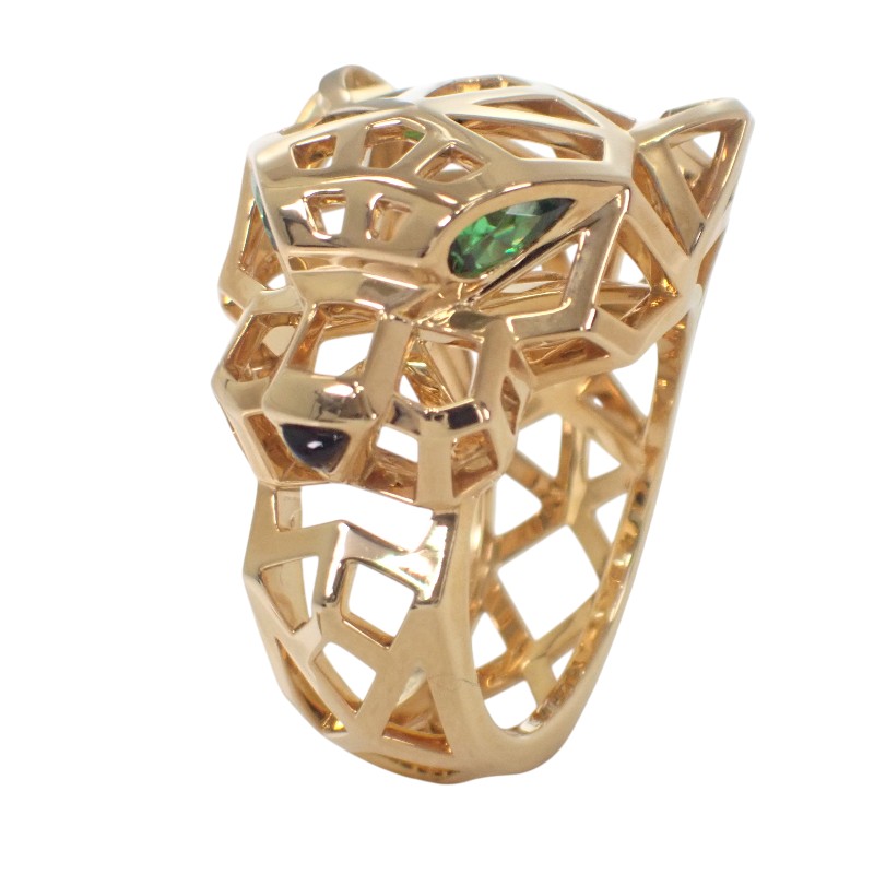 カルティエ CARTIER パンテール ドゥ カルティエ 15.5号 N4767900 リング 指輪 K18YG 18金 イエローゴールド オニキス ツァボライトガーネット #57 レディース メンズ 上品 人気【中古】【Aランク】