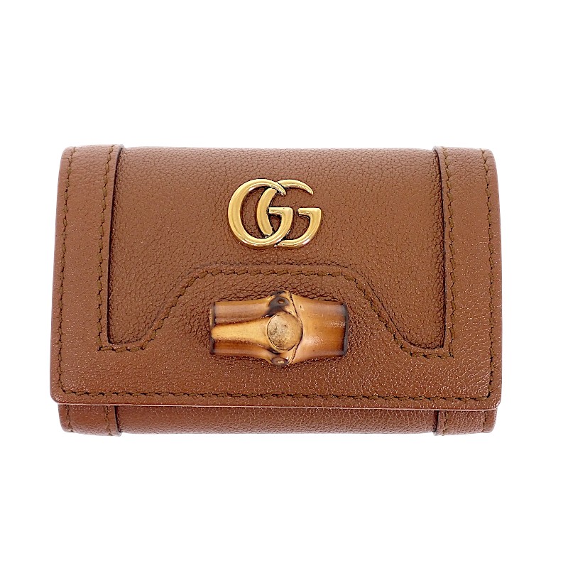 グッチ GUCCI バンブーダイアナキーケース 658636_17Q0T_2535 鍵 竹 レザー ブラウン 茶 ゴールド金具 メンズ レディース ユニセックス【中古】【Aランク】