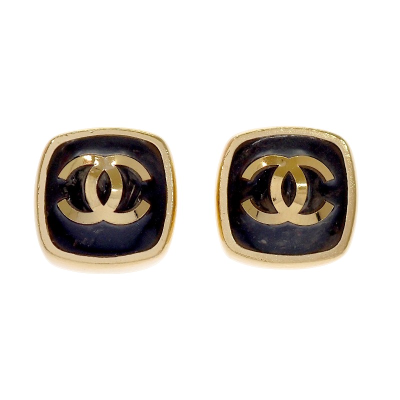 シャネル CHANEL CCスクエア スタッド ココマーク ピアス 両耳 L22B メタル ブラック ゴールド金具 レディース アクセサリー【中古】【ABランク】｜ISEYA ONLINE 店
