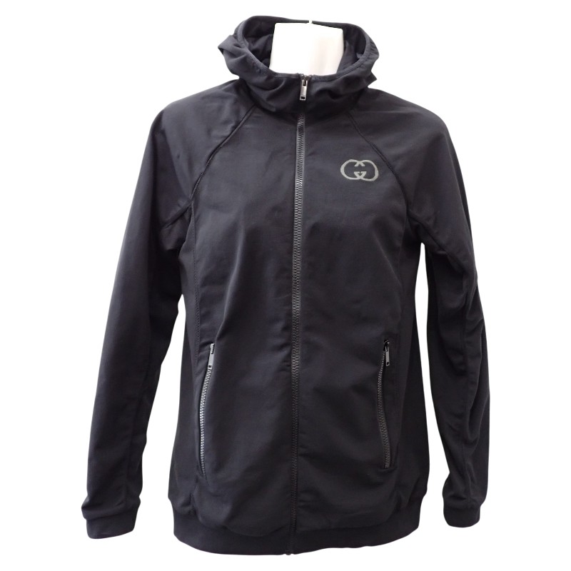 グッチ GUCCI ジップパーカー Sサイズ 716761 XJETV トップス フード付きジャケット ストレッチ ナイロン ポリウレタン ジム ランニング スポーツ シンプル 黒 ブラック カジュアル レディース【中古】【Aランク】|ISEYA ONLINE 店