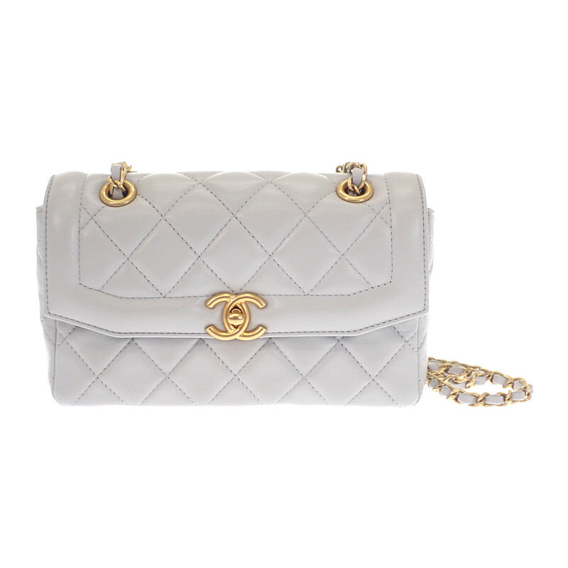 シャネル CHANEL ミニフラップ バッグ AS5258_B19389_NADOF ショルダー ラムスキン グレー ゴールド金具 レディース マトラッセ ココマーク 定番 人気【中古】【Aランク】|ISEYA ONLINE 店