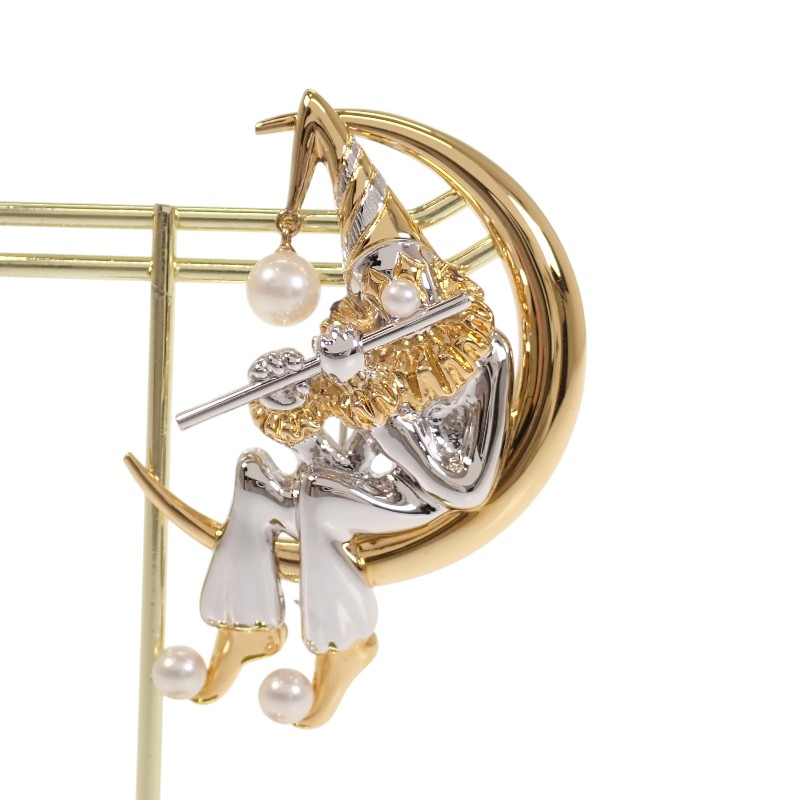 ミキモト MIKIMOTO ピエロ パール ブローチ シルバー925 銀 アコヤ真珠 GP ゴールドメッキ 三日月 ピンブローチ フォーマル ジュエリー アクセサリー 美品 ギフト レディース【中古】【Aランク】｜ISEYA ONLINE 店