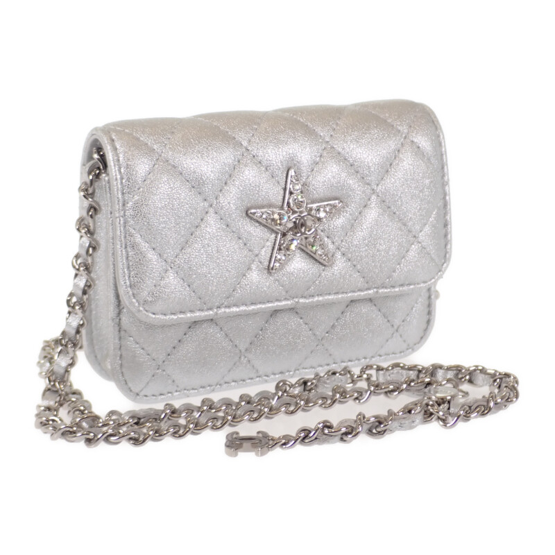 シャネル CHANEL スター チェーンベルトバッグ ミニ 2WAYバッグ ショルダーバッグ ラムスキン シルバー シルバー金具 レディース【中古】【Aランク】|ISEYA ONLINE 店
