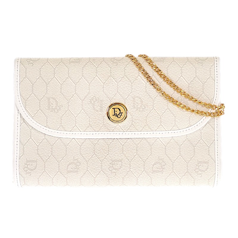 ディオール Dior チェーン ショルダーバッグ PVC レザー ホワイト 白 ハニカム柄 レディース ヴィンテージ【中古】【ABランク】｜ISEYA ONLINE 店