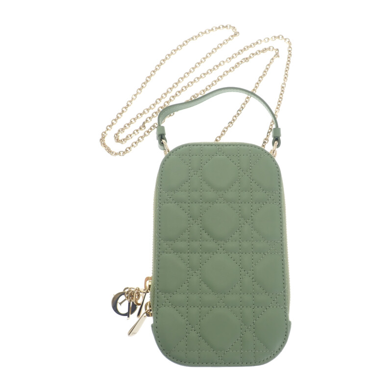 クリスチャンディオール Christian Dior Call'in Dior フォンホルダー S0872ONMJ_M59H ショルダー 2WAY ミニバッグ スマホケース ラムスキン ミントグリーン ゴールド金具 レディース【中古】【Aランク】｜ISEYA ONLINE 店 57,090円