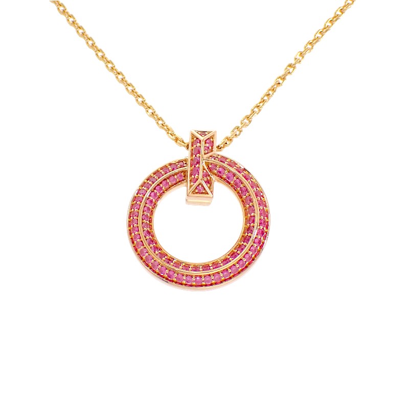ティファニー TIFFANY&Co. T ワン ミニ サークル ペンダント 74391443 ネックレス 美品 18金 K18ローズゴールド ピンクサファイヤ レディース【中古】【Aランク】|ISEYA ONLINE 店