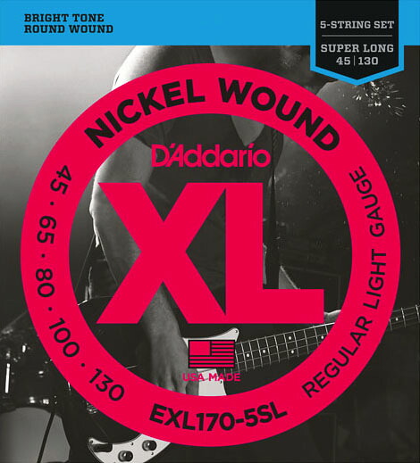 D'Addario / EXL170-5SL Regular Light 45-130 Super Long Scale 5-Strings ベース弦 【横浜店】