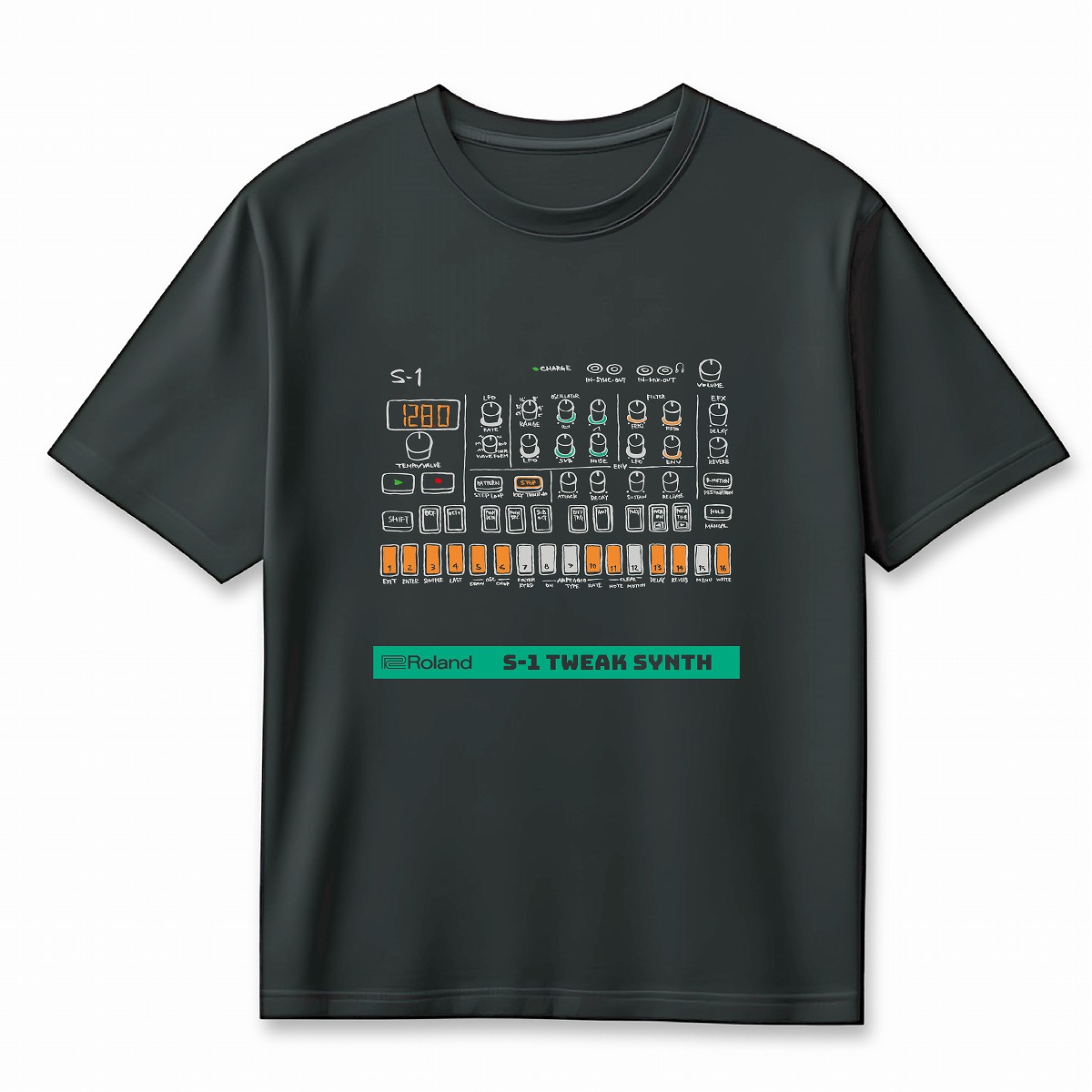 Roland ローランド / AIRA COMPACT S-1 Tシャツ 【Design B】《サイズ：L》(RT/S-1BL)【お取り寄せ商品】【PNG】
