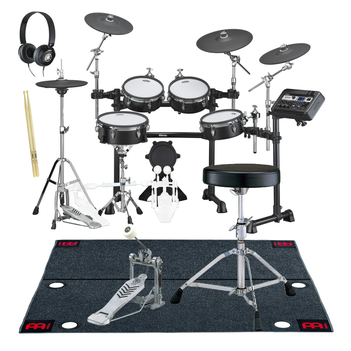 YAMAHA DTX8K-M BLACK FOREST (メッシュヘッド仕様) 純正スターターパックとMEINLドラムラグセット
