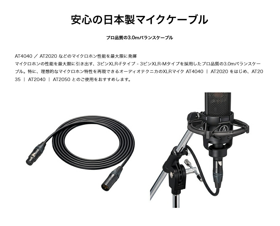 日本全国 送料無料 audio-technica AT2040 ダイナミックマイク BX9スターティングセット -3m純正ハイエンドマイクケーブル  アームスタンド付- fucoa.cl