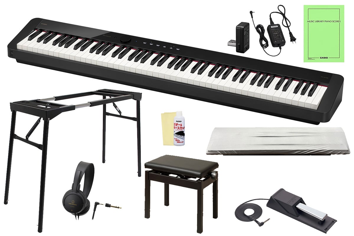 CASIO カシオ / PX-S1100BK [テーブル型キーボードスタンド＆高低自在ピアノ椅子 セット]【PNG】｜イシバシ楽器　ＷＥＢ　ＳＨＯＰ