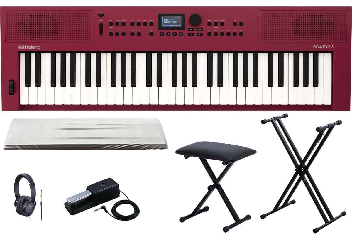 Roland ローランド / GOKEYS3-RD [スタンド＆キーボードベンチ、ダストカバーセット！] (GO:KEYS 3) ダークレッド Digital Keyboard【PNG】｜イシバシ楽器　ＷＥＢ　ＳＨＯＰ