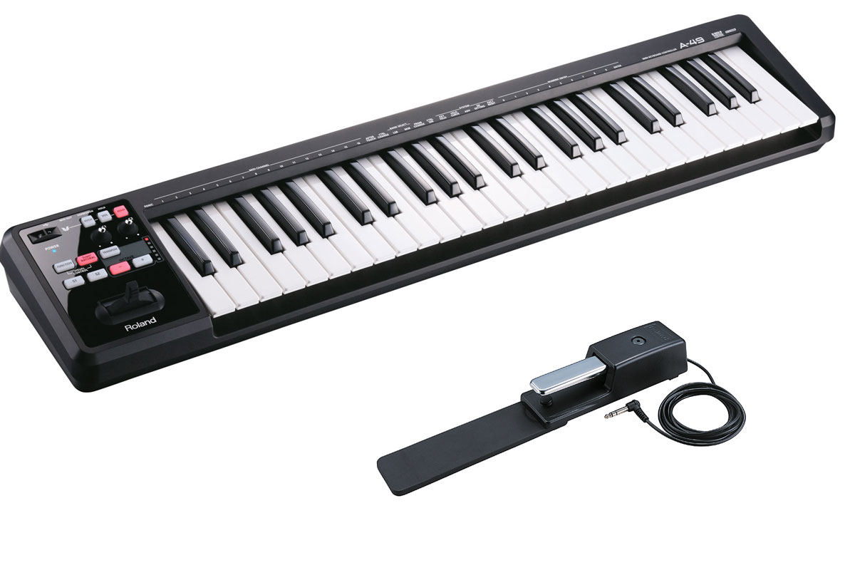 Roland ローランド / A-49 BK ブラック 【DP-10ペダルセット！】 49鍵盤MIDIキーボード【PNG】