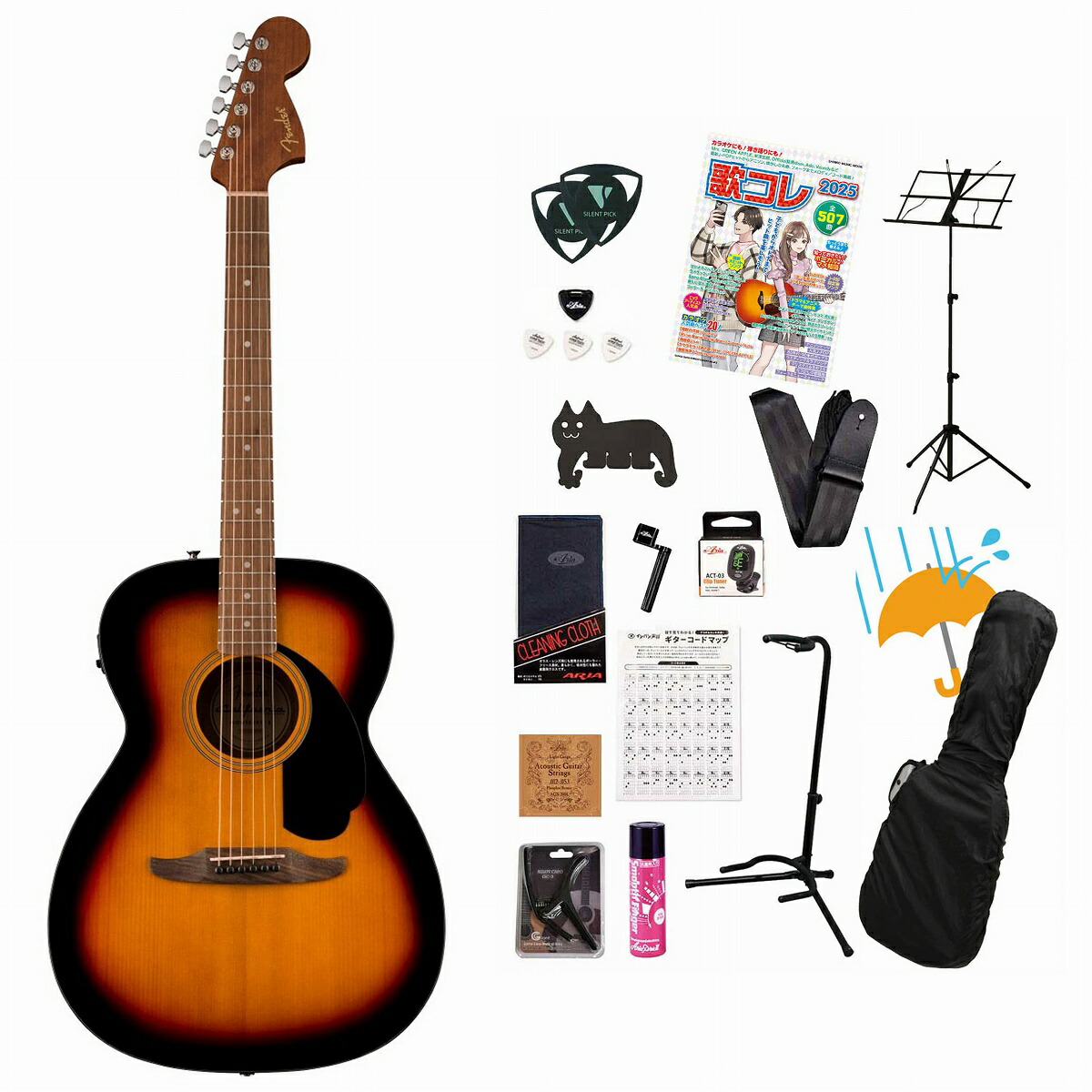 Fender / California Standard Monterey E Spruce Top Black Pickguard 3-Color Sunburst フェンダーアコギ弾き語りてんこ盛り17点初心者セットR 32,370円