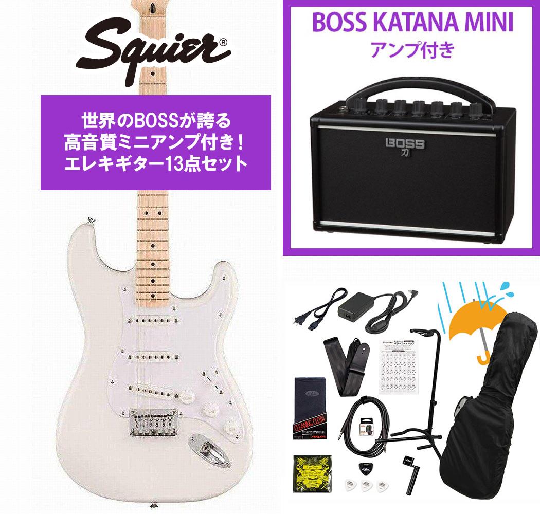 Squier by Fender / Sonic Stratocaster HT Maple FB WH PG Arctic White BOSS KATANA MINI アンプ付き13点セット!【YRK】
