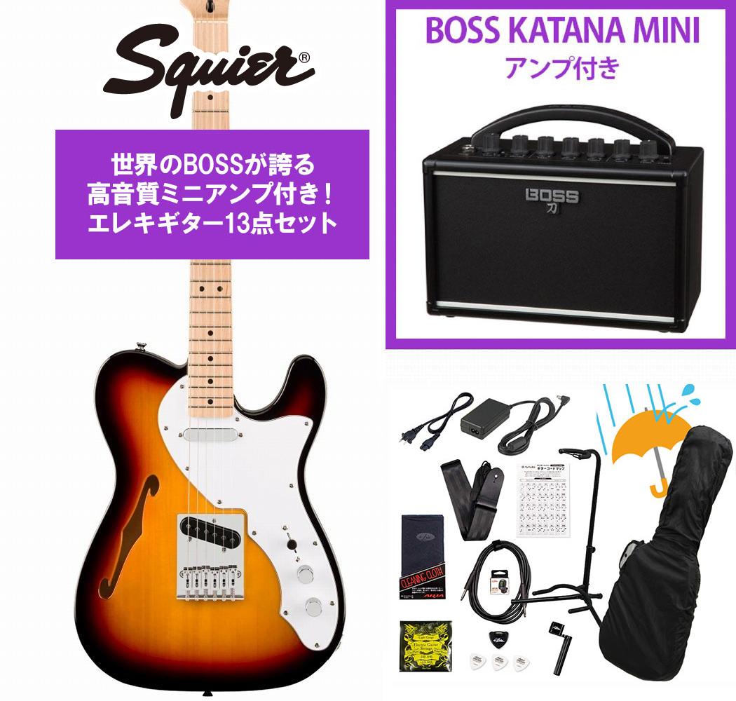 Squier by Fender / Affinity Series Telecaster Thinline Maple Fingerboard White PG 3-Color Sunburst BOSS KATANA MINI アンプ付き13点セット！【YRK】