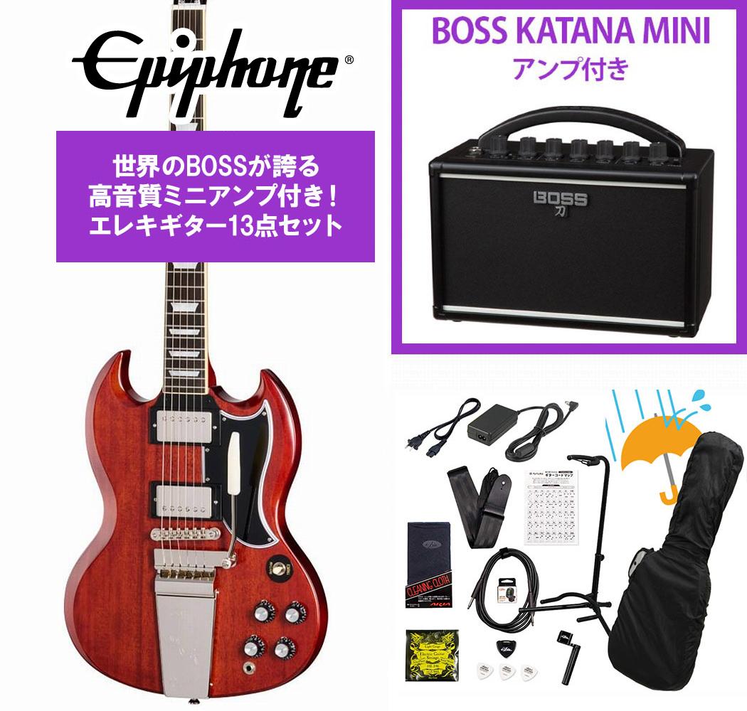 Epiphone / Inspired by Gibson Custom 1964 SG Standard with Maestro Vibrola Reissue Cherry Red エピフォン BOSS KATANA MINI アンプ付き13点セット！【YRK】