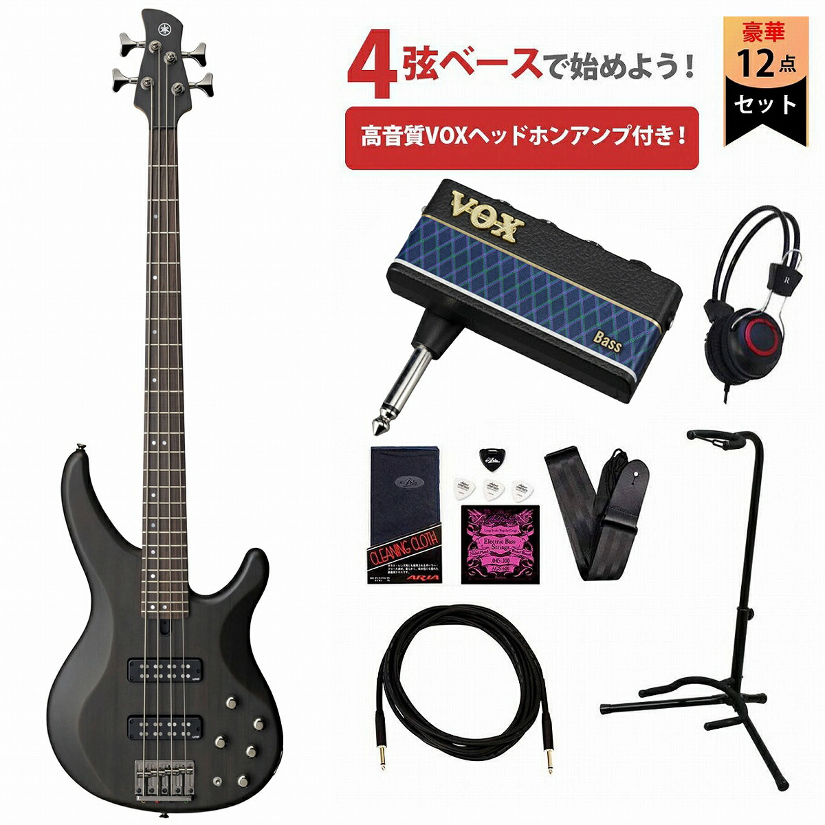 YAMAHA / TRBX504 トランスルーセントブラック(TBL) TRBX500シリーズ アクティブベース VOXヘッドホンアンプ(Amplug Bass 3)付属エレキベース初心者セットR