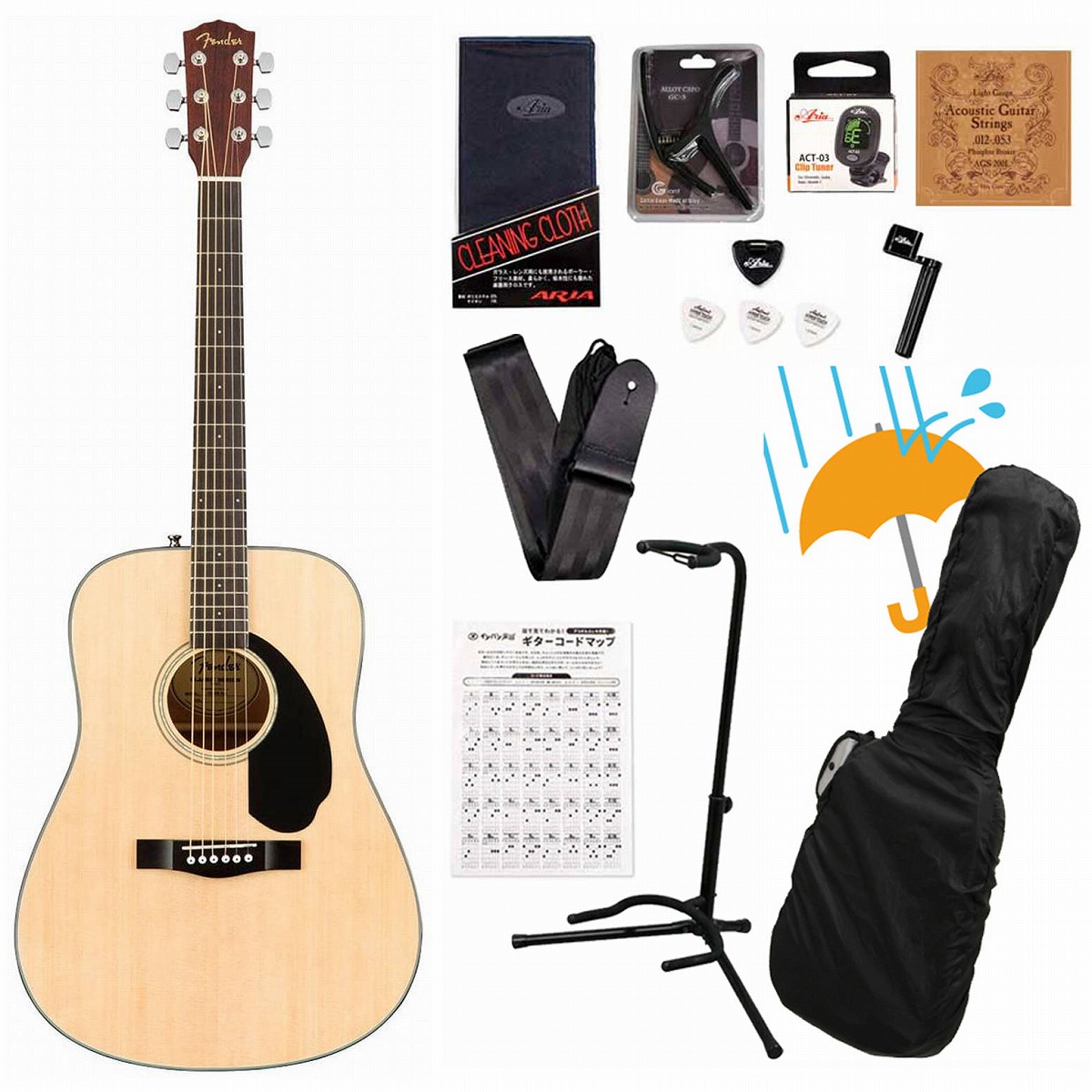 Fender Acoustic / CD-60S Dreadnought Natural WN フェンダー アコースティックギター フォークギター 入門 初心者 CD60S アコギ入門豪華12点初心者セットR【YRK】