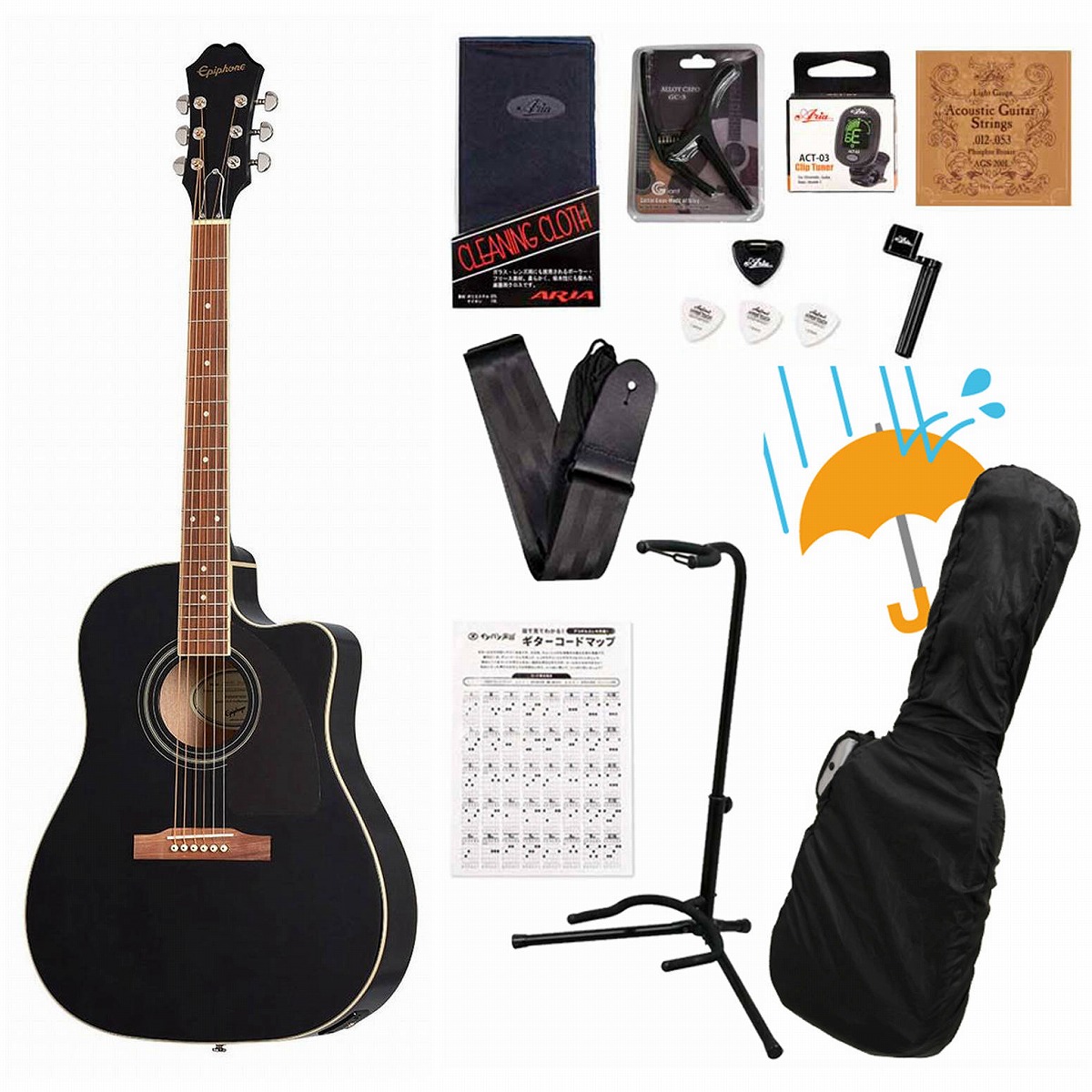 楽天市場】【在庫有り】 Epiphone / J-200EC Studio BK (Black) (EJ