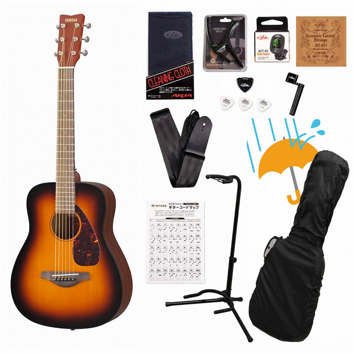 YAMAHA / JR2 Tobacco Brown Sunburst (TBS) ヤマハ ミニアコースティックギター ミニギター フォークギター JR-2 入門 初心者アコギ入門豪華12点初心者セットR【PNG】