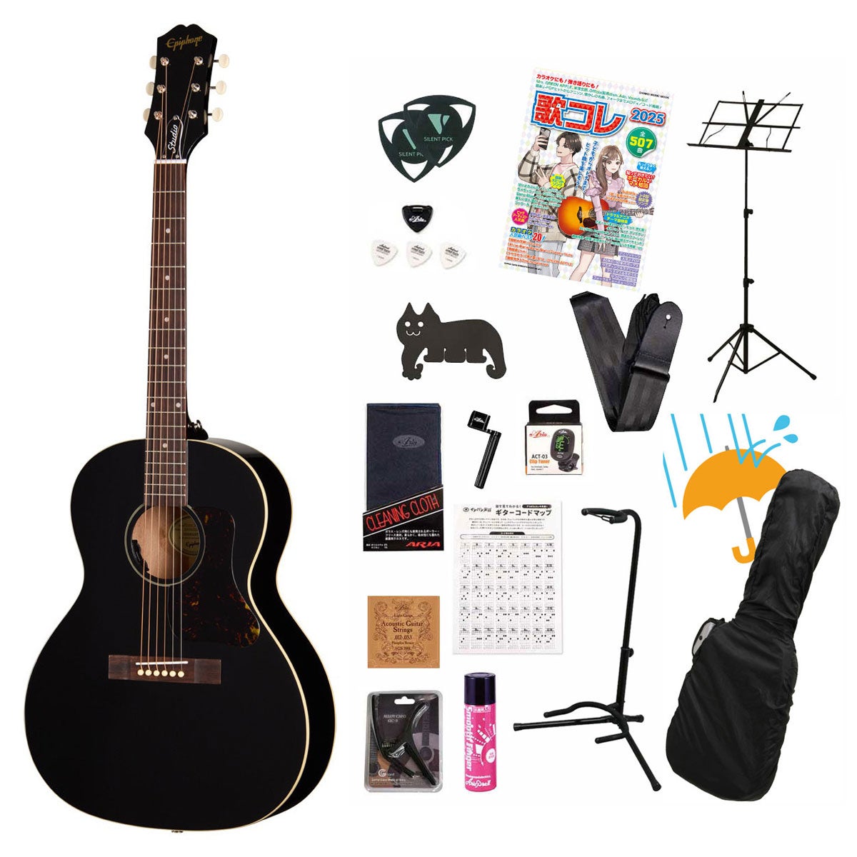 Epiphone / Studio Collection Blues King Studio Ebony エピフォンアコギ弾き語りてんこ盛り17点初心者セットR【YRK】