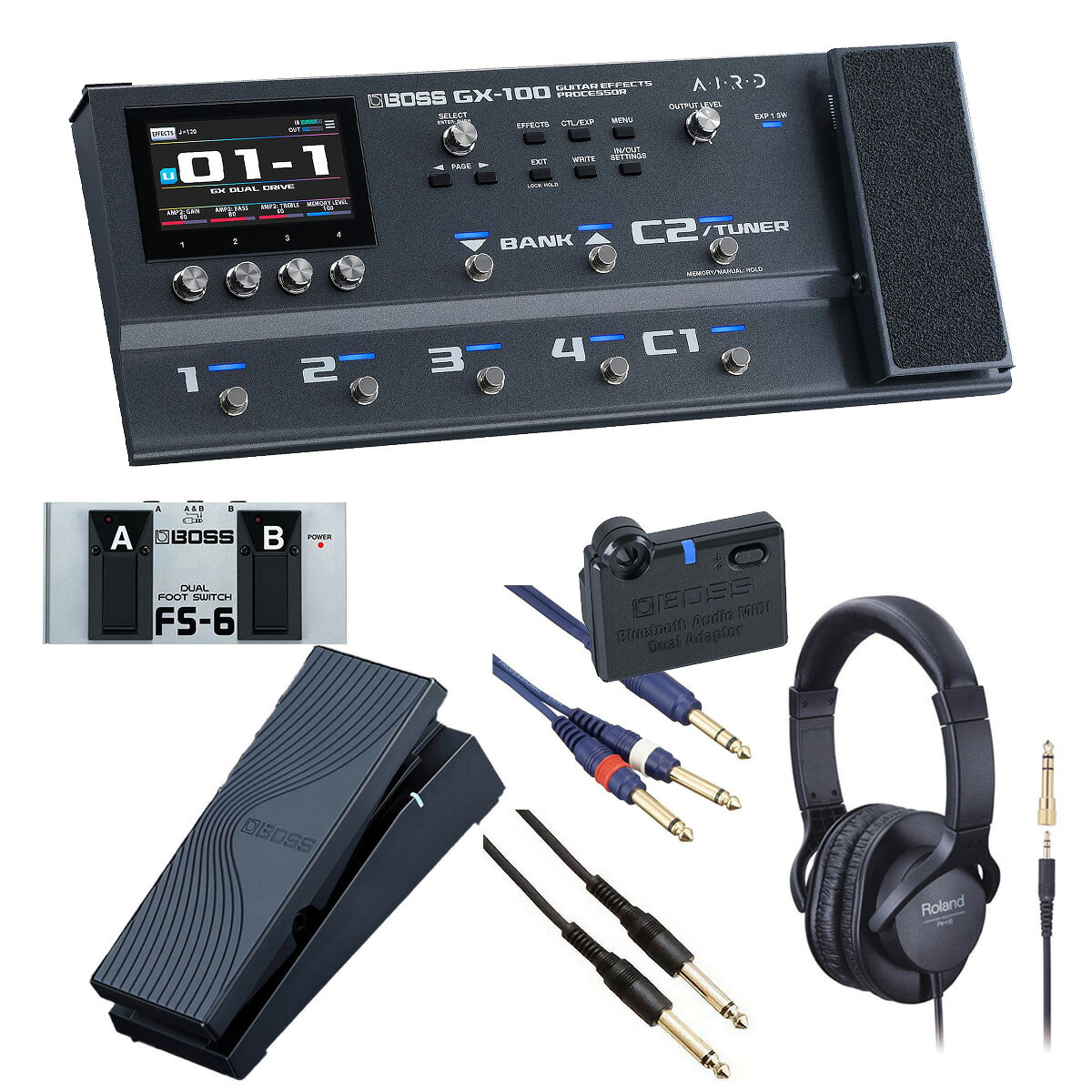 BOSS / GX-100 Guitar Effects Processor[自由自在にサウンドメイクセット] FS-6 + EV-1-WL + BT-DUAL【PTNB】
