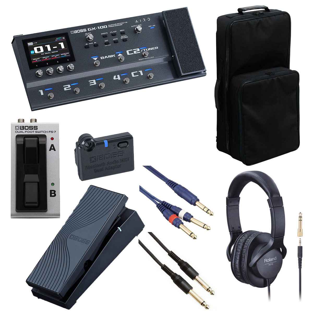BOSS / GX-100 Guitar Effects Processor[オプションアイテム+リュック式キャリングバッグセット] FS-7 + EV-1-WL + BT-DUAL【PTNB】｜イシバシ楽器　ＷＥＢ　ＳＨＯＰ