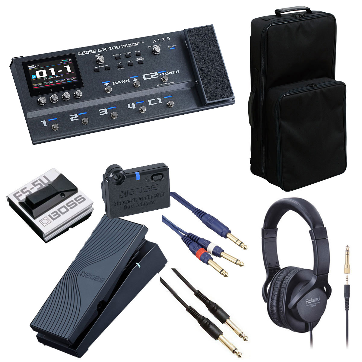 BOSS / GX-100 Guitar Effects Processor[オプションアイテム+リュック式キャリングバッグセット] FS-5U + EV-1-WL + BT-DUAL【PTNB】