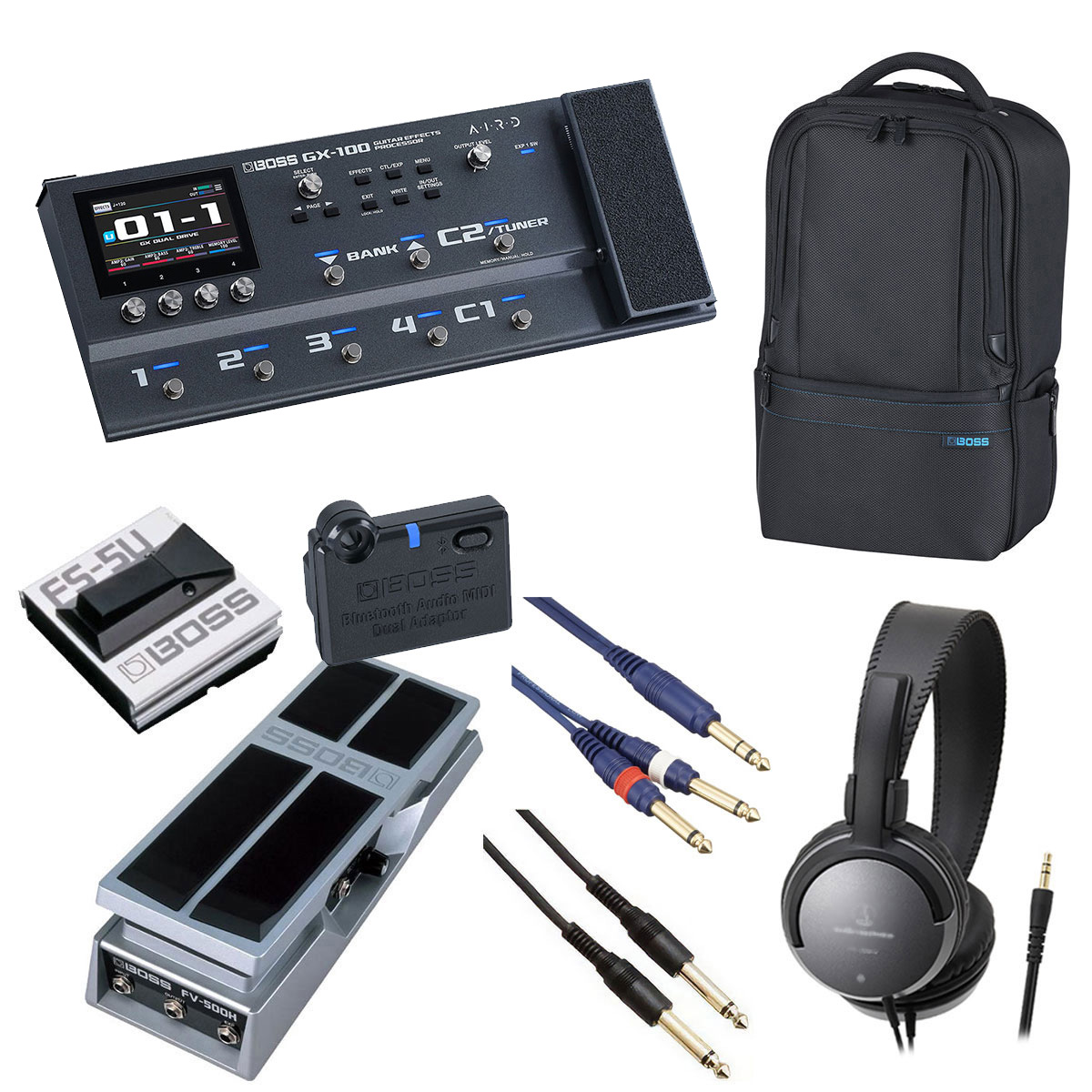BOSS / GX-100 Guitar Effects Processor[オプションアイテム+BOSS製ユーティリティギグバッグ] FS-5U + FV-500H + BT-DUAL【PTNB】｜イシバシ楽器　ＷＥＢ　ＳＨＯＰ