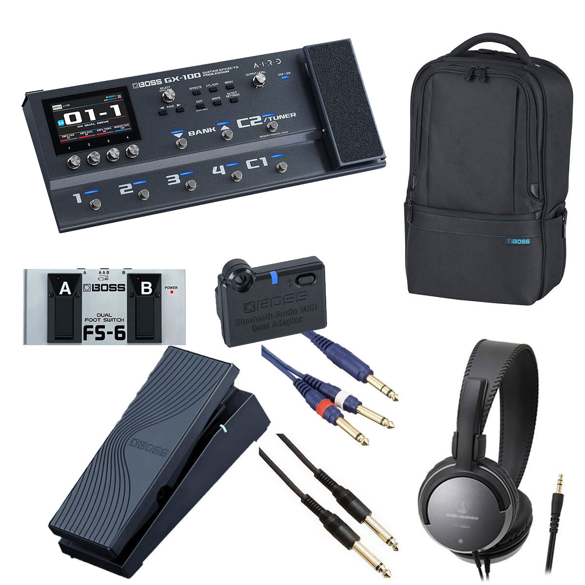 BOSS / GX-100 Guitar Effects Processor[オプションアイテム+BOSS製ユーティリティギグバッグ] FS-6 + EV-1-WL + BT-DUAL【PTNB】｜イシバシ楽器　ＷＥＢ　ＳＨＯＰ