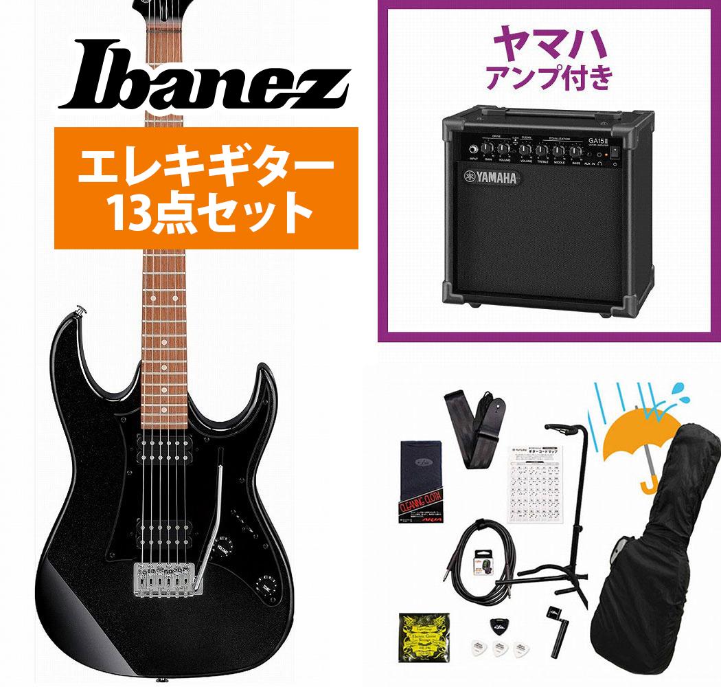 Ibanez / GRX20-BK Black Night GIO Series 入門用 海外限定モデル 【イシバシ楽器独占販売モデル！】 YAMAHA GA15IIアンプ付属初心者セットR《ストラップブロックプレゼント！》