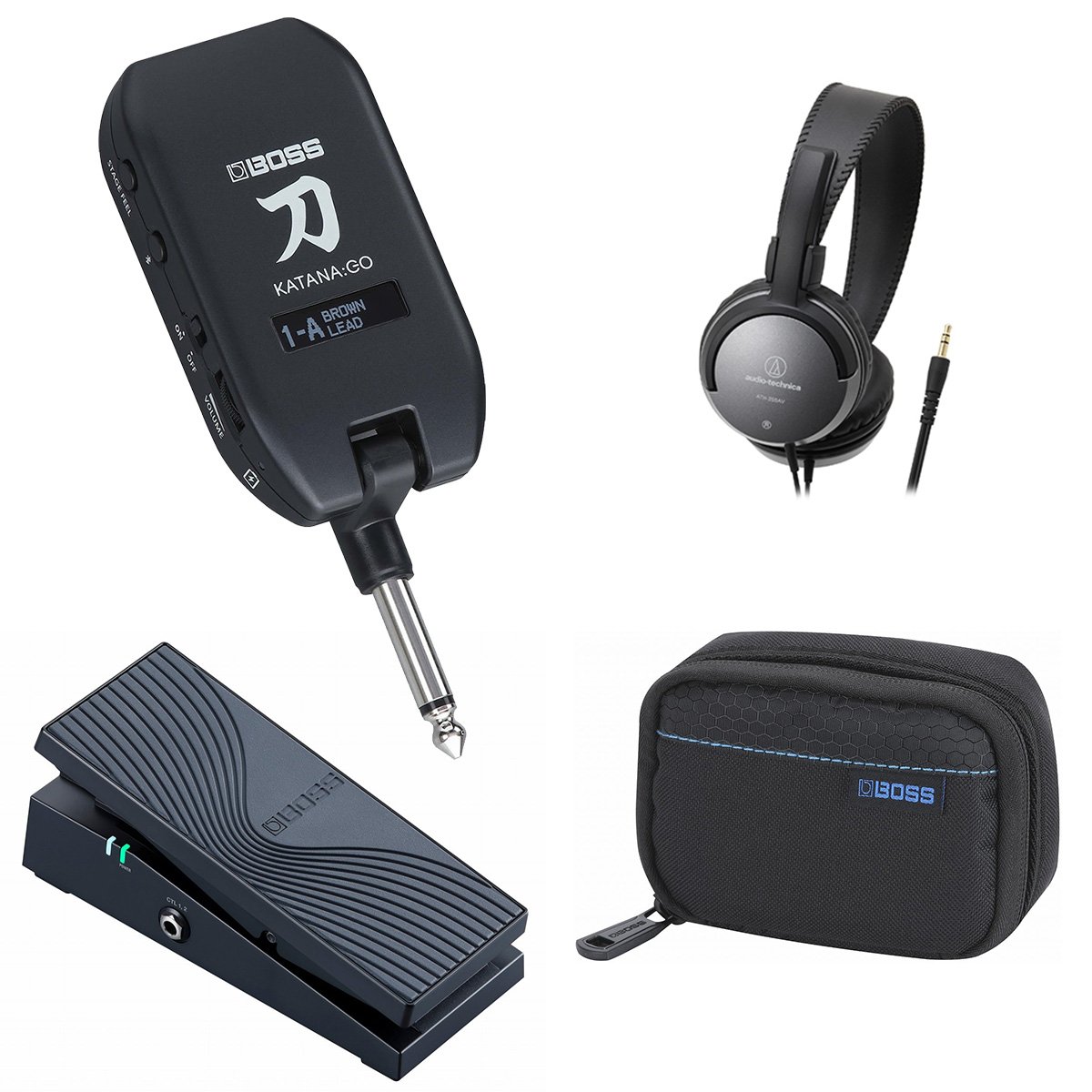 BOSS / KTN-GO2 KATANA:GO Personal Headphone Guitar Amplifier ボス ヘッドフォンアンプCB-KTNGO [専用ポーチ + ワイヤレスエクスプレッションペダル]EV-1-WL【PTNB】｜イシバシ楽器　ＷＥＢ　ＳＨＯＰ