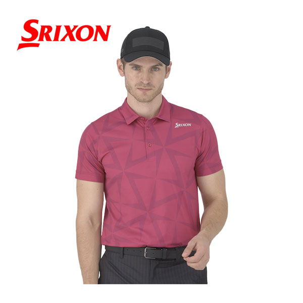 スリクソン　松山選手レプリカ　クロスイメージボーダーシャツ　レッド　LL スリクソン松山選手レプリカクロスイメージボーダーシャツレッドLL