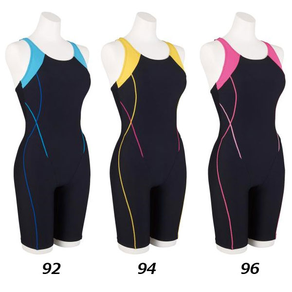 メール便で送料おトク 女性用 シンプルな切り替えデザインのしっかりストレッチ 塩素に強い長持ち水着 1点までメール便可 レディース 21 オールインワン 4分丈 21 秋冬 ミズノ Mizuno アクアフィットネス用 N2jg10 フィットネス水着 レディース