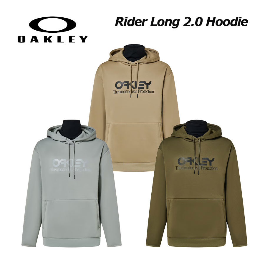 【2025 秋冬】オークリー【OAKLEY】メンズ Rider Long 2.0 Hoodie FOA402381 フーディー フリース (男性用/長袖/ネックゲーター付き/トレーニングウェア/スポーツウェア/パーカー/プルオーバー/トップス/スエット/スウェット/撥水性)