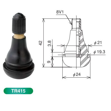 業務用 LT,農機具用 スナップインバルブ 太平洋工業製 TR-415 100個セット