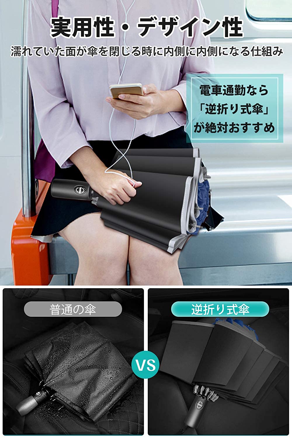 楽天市場 P10倍還元 楽天1位 折りたたみ傘 逆折り 自動開閉 10本骨 メンズ レディース 折り畳み傘 晴雨兼用 超撥水 梅雨対策 台風対応 高強度グラスファイバー 収納ポーチ付き ギフト 七海の屋