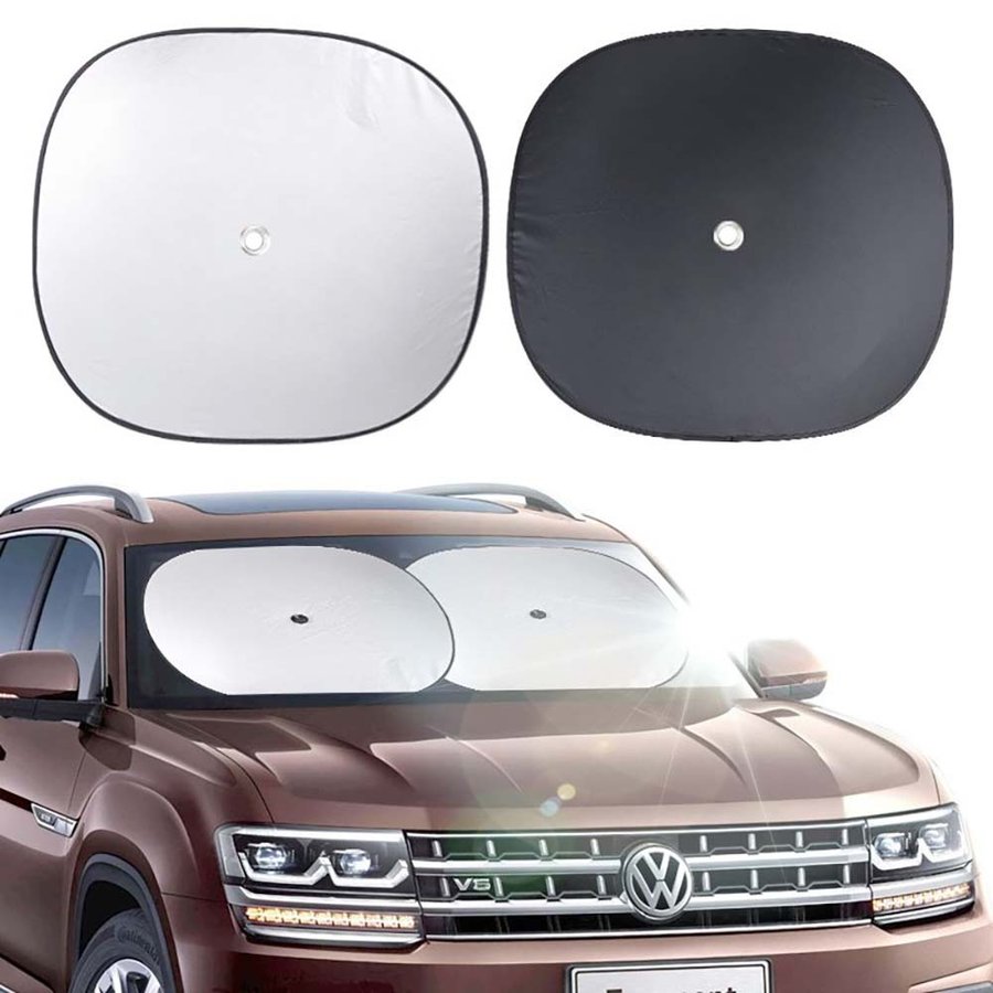 楽天市場 サンシェード 車 フロント2枚セット 汎用 車中泊 汎用 遮光 紫外線対策 コンパクト 収納袋付き 七海の屋