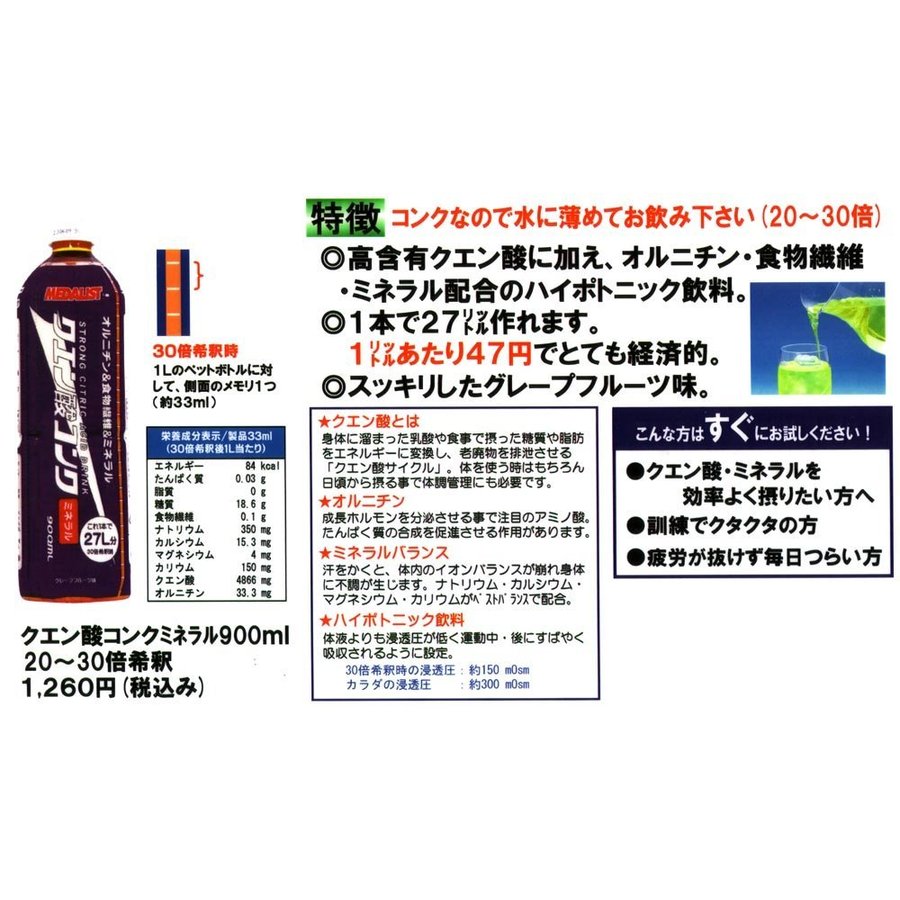 2021人気No.1の 送料無料 メダリスト クエン酸コンク ミネラル 900ml 12本 全国送料無料 fucoa.cl