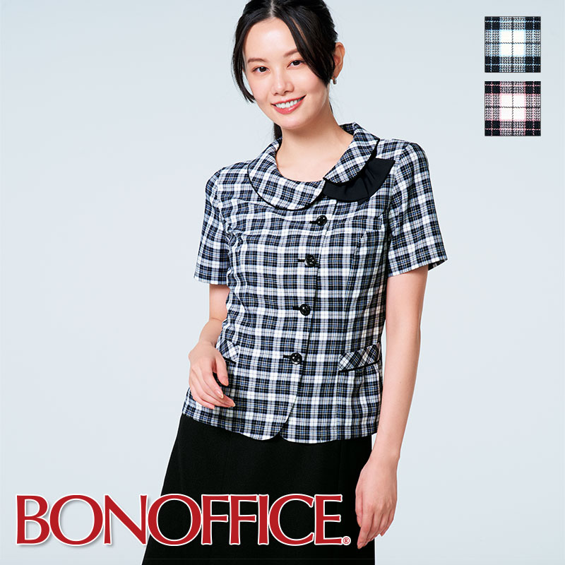 事務服  オーバーブラウス AJ0843 BONOFFICE ボンオフィス BONMAX ボンマックス フォーマル 受付 制服 ユニフォーム ネイビー